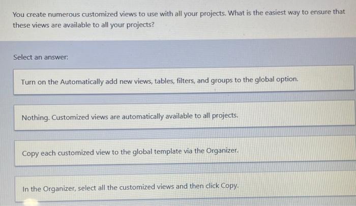 1- 2- 3- 4- You create numerous customized views