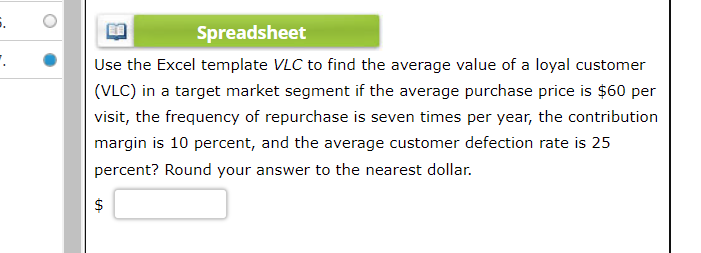 . Spreadsheet Use the Excel template VLC to find