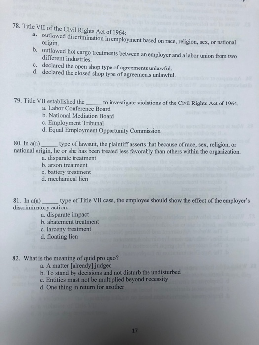 78. Title VII of the Civil Rights Act of 1964: a.