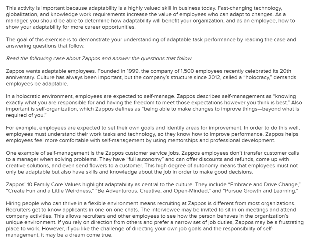 This activity is important because adaptability