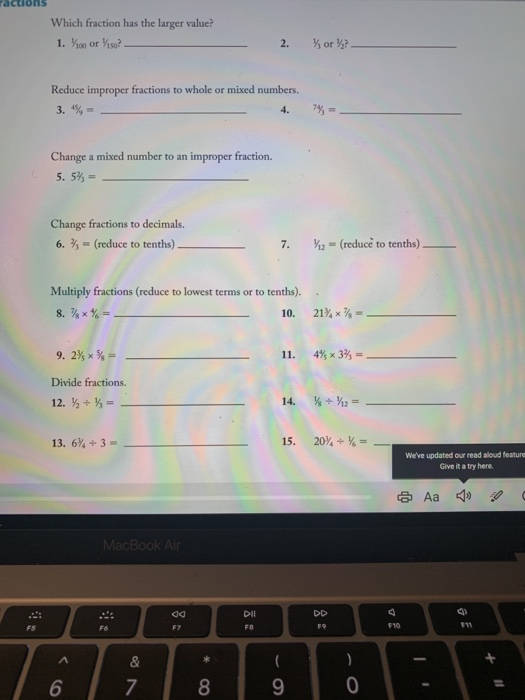 which fraction has the larger value 1/100 or