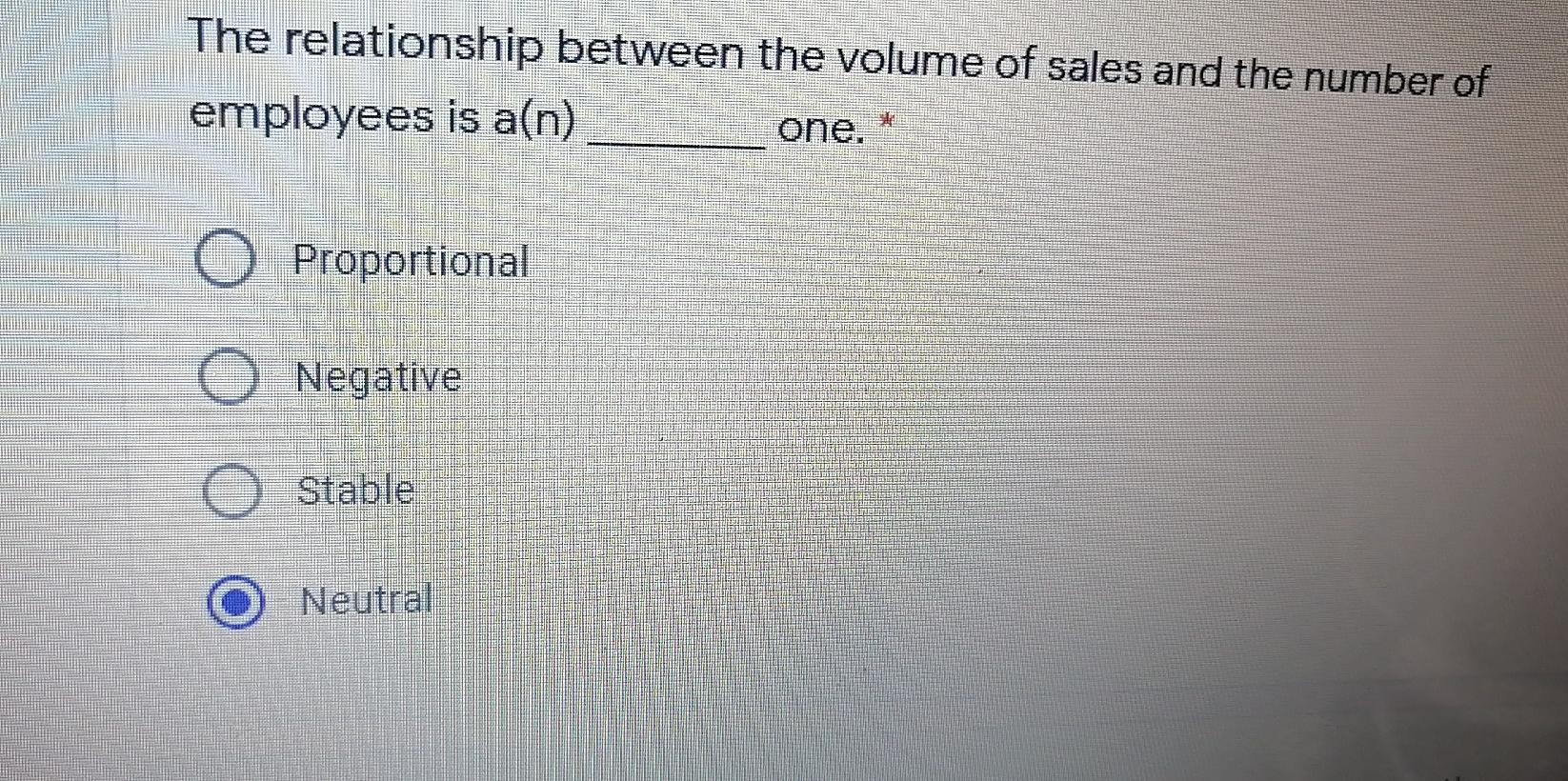The relationship between the volume of sales and