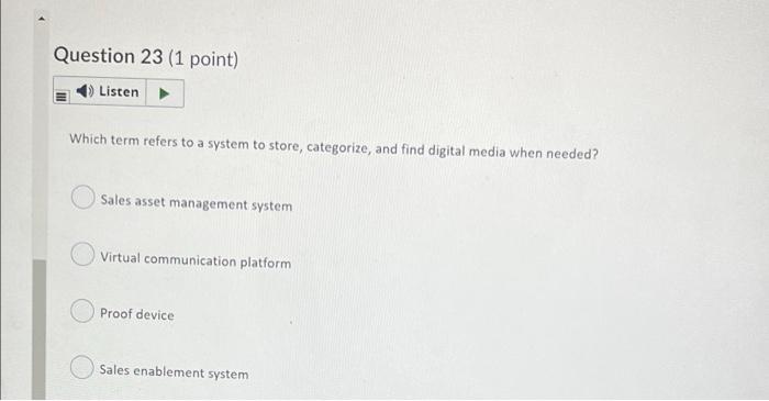 Question 22 (1 point) Listen The process of