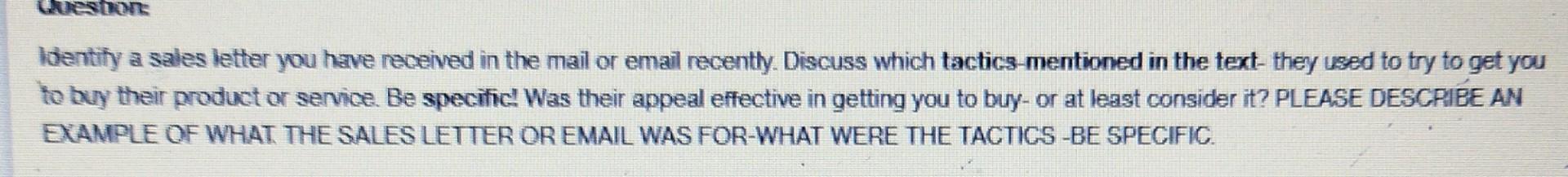 BUSION Identity a sales letter you have received