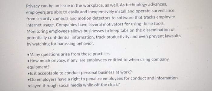 Information Systems Mgmt Privacy can be an issue