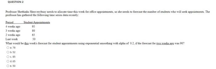 QUESTION 2 Professor Shethinks Shesverybusy needs