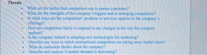 for the company amazon Threats . . What are the