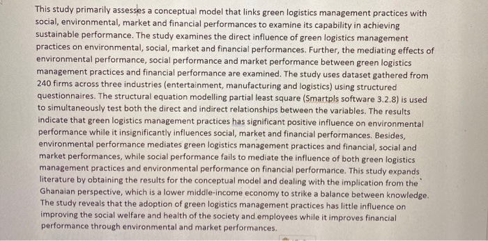 This study primarily assesses a conceptual model