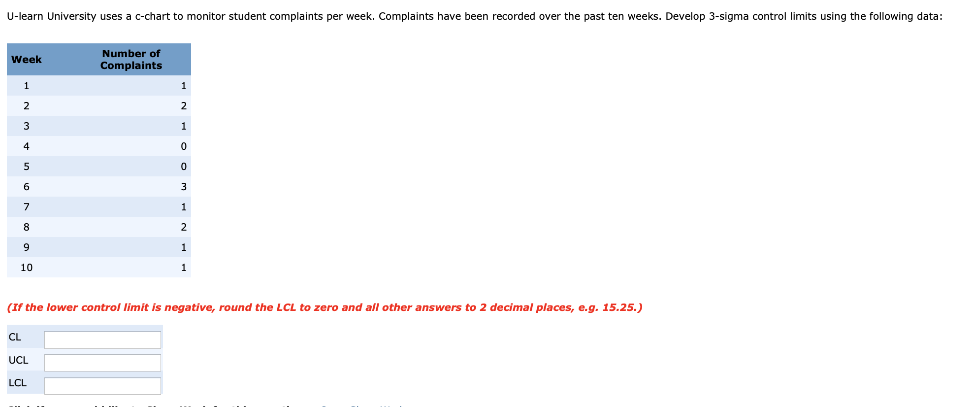 U-learn University uses a c-chart to monitor
