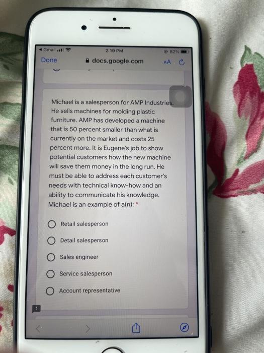 Gmail Done 2:19 PM A docs.google.com AAC Michael