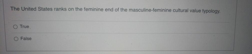 The United States ranks on the feminine end of