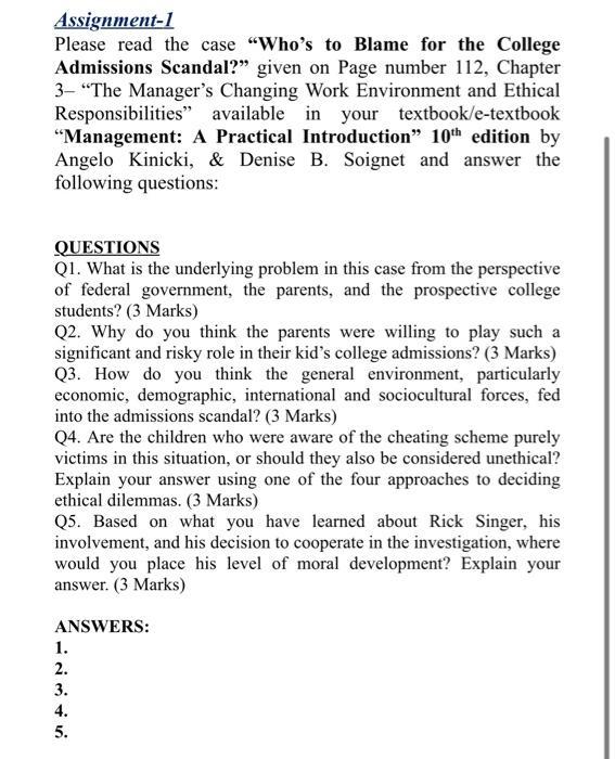 Assignment-1 Please read the case 