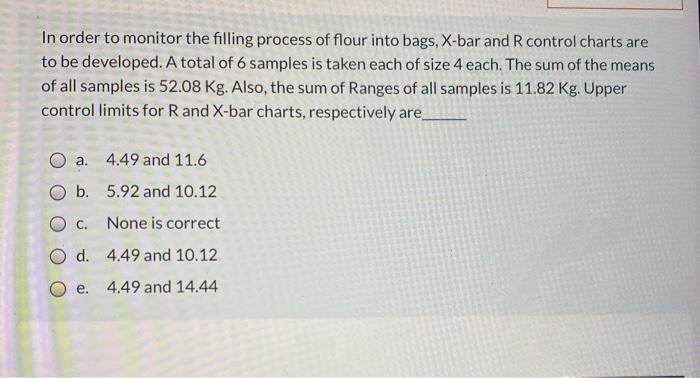 In order to monitor the filling process of flour