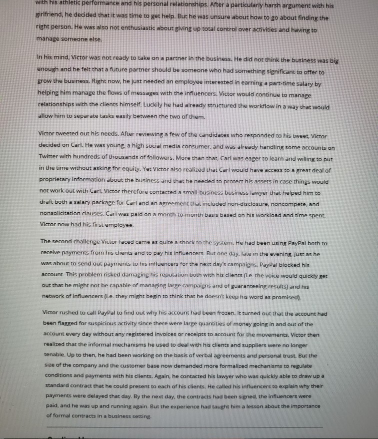 1.write a brief 1 paragraph summary ot the case