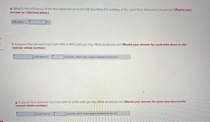 e. What is the efficiency of the line balanced as