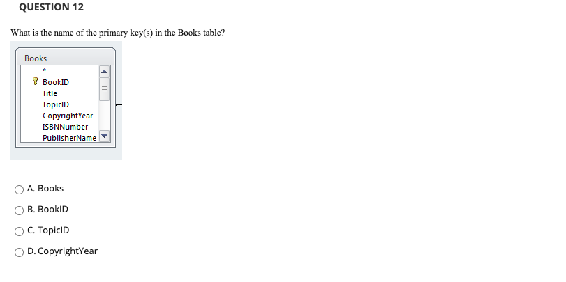 QUESTION 12 What is the name of the primary