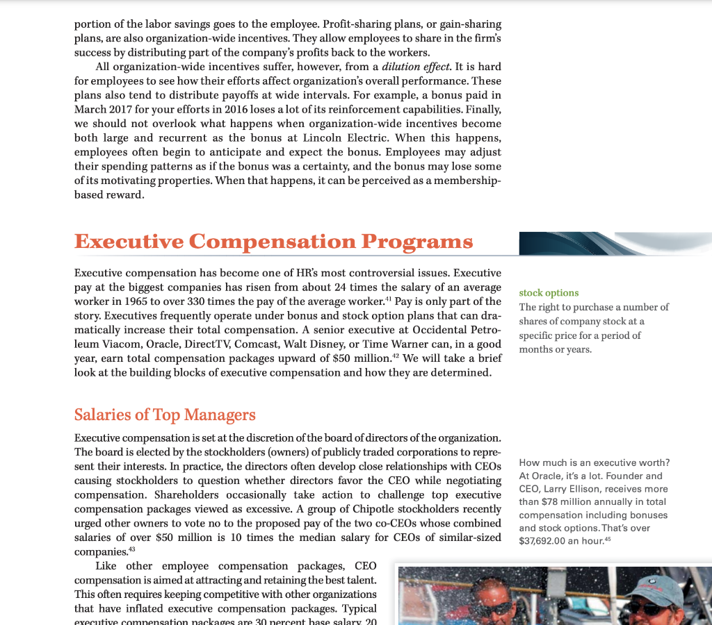 During a class discussion on compensation and