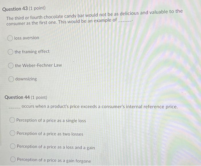Question 45 (1 point) Under which of the