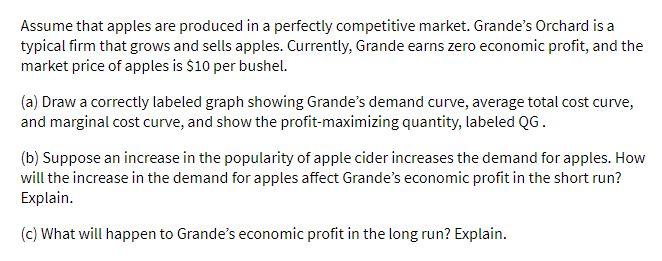 Assume that apples are produced in a perfectly