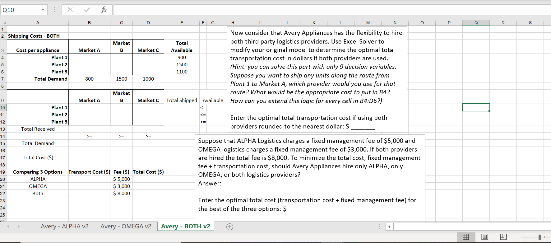 Q10 B F F G . J K L M N P R s 1 2 Shipping Costs