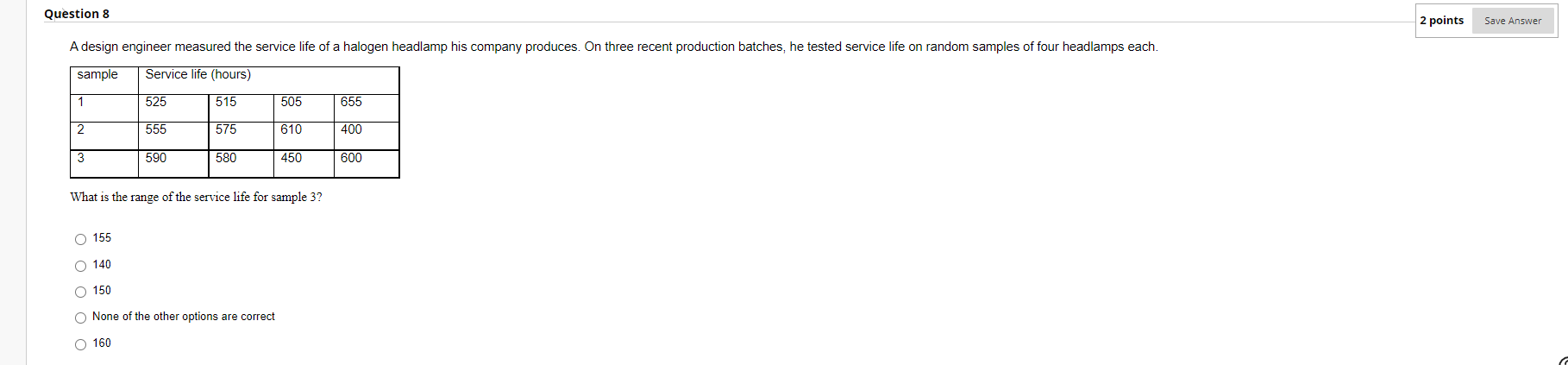 What is the range of the service life for sample
