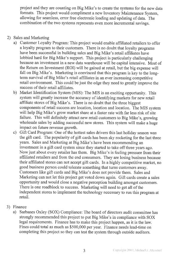 Big Mike's Application Development Plan You