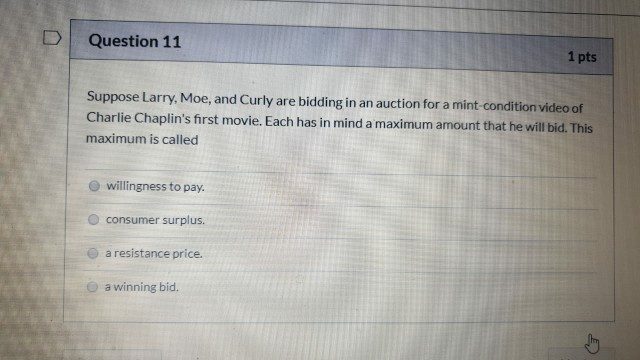 D Question 8 1 pts The supply curve represents