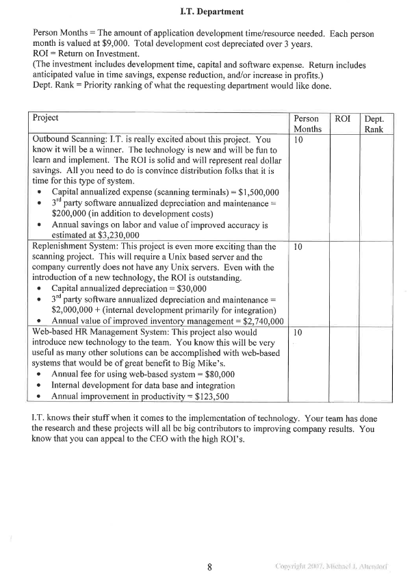 Big Mike's Application Development Plan You