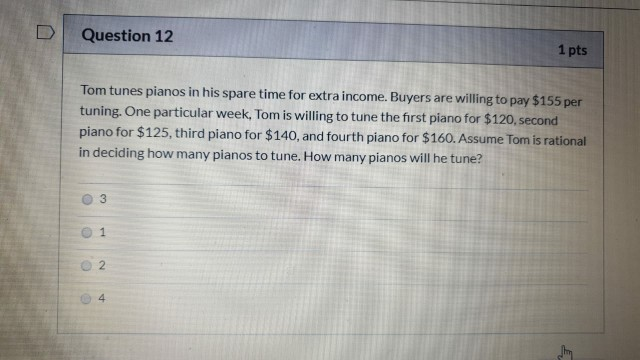 D Question 8 1 pts The supply curve represents