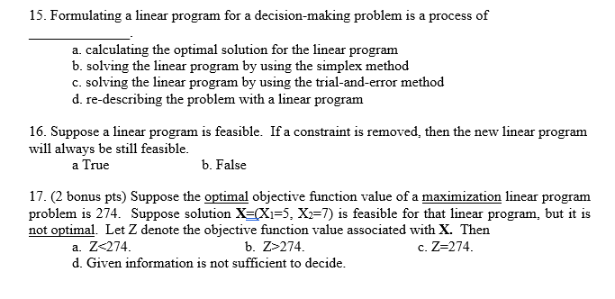15. Formulating a linear program for a