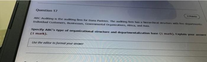 i need a short answer Question 17 ABC Auditing is