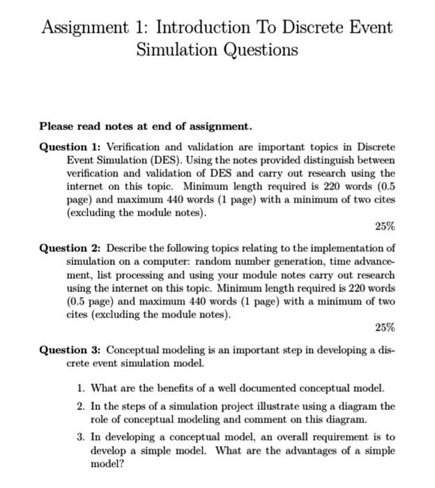 Assignment 1: Introduction To Discrete Event