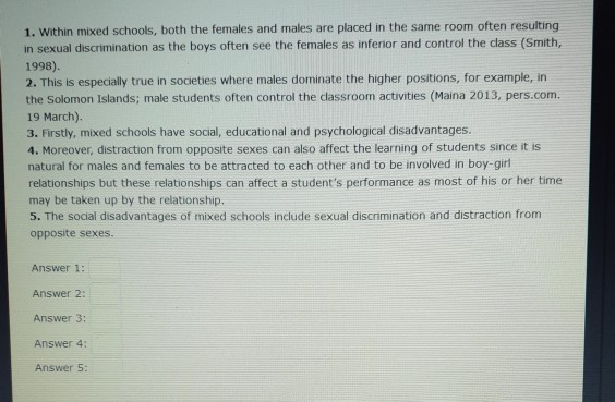 Put the following sentences in the correct order