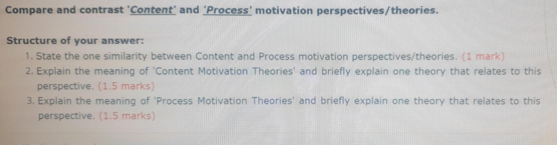 Compare and contrast 'Content' and 'Process'