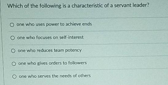 Which of the following is a characteristic of a