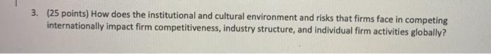 3. (25 points) How does the institutional and