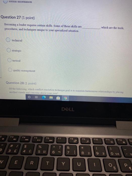 tormai intormation Question 27 (1 point) Becoming