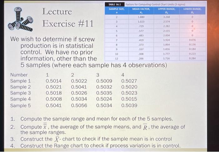 all four parts please Lecture Exercise #11 TABLE