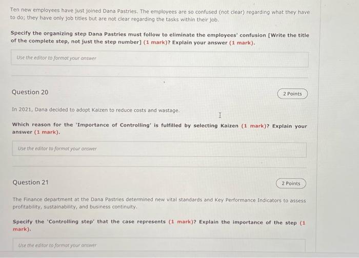 Ten new employees have just joined Dana Pastries.