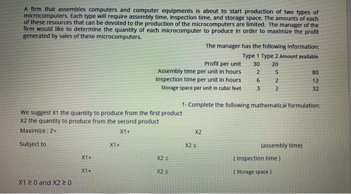 Operations Research Course -Fill in the blank A