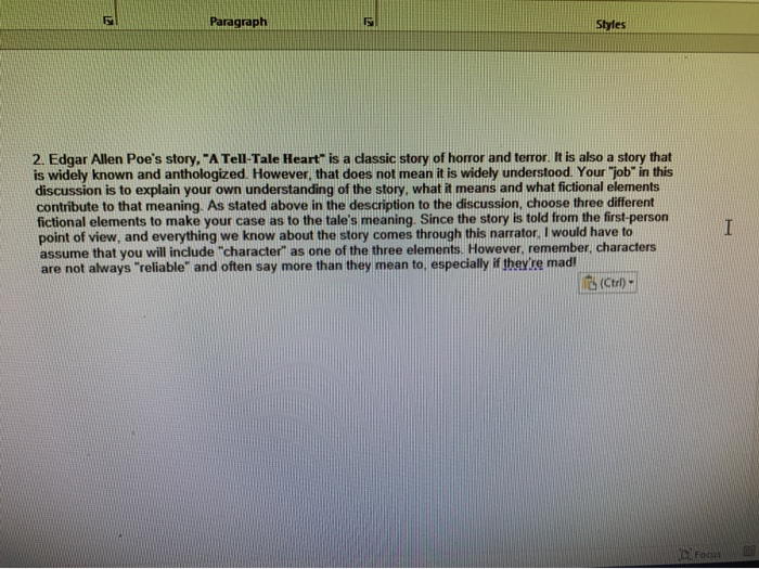 Paragraph Styles 2. Edgar Allen Poe's story, 