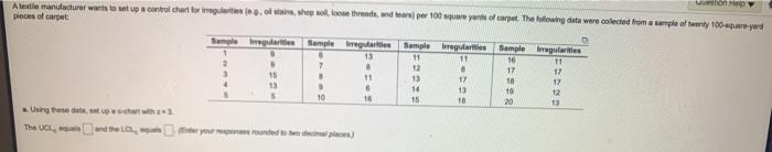 op Atte manufacturer wants to set up a control
