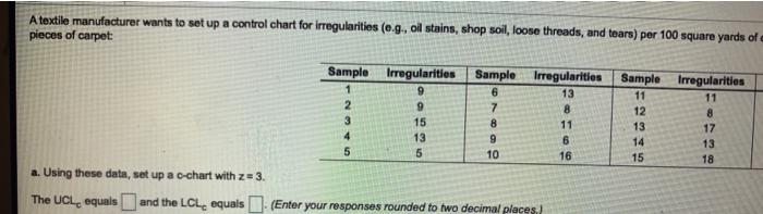op Atte manufacturer wants to set up a control