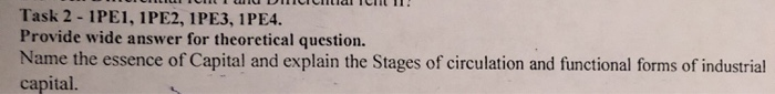 Task 2 - IPEI, 1PE2, 1PE3, 1PE4. Provide wide