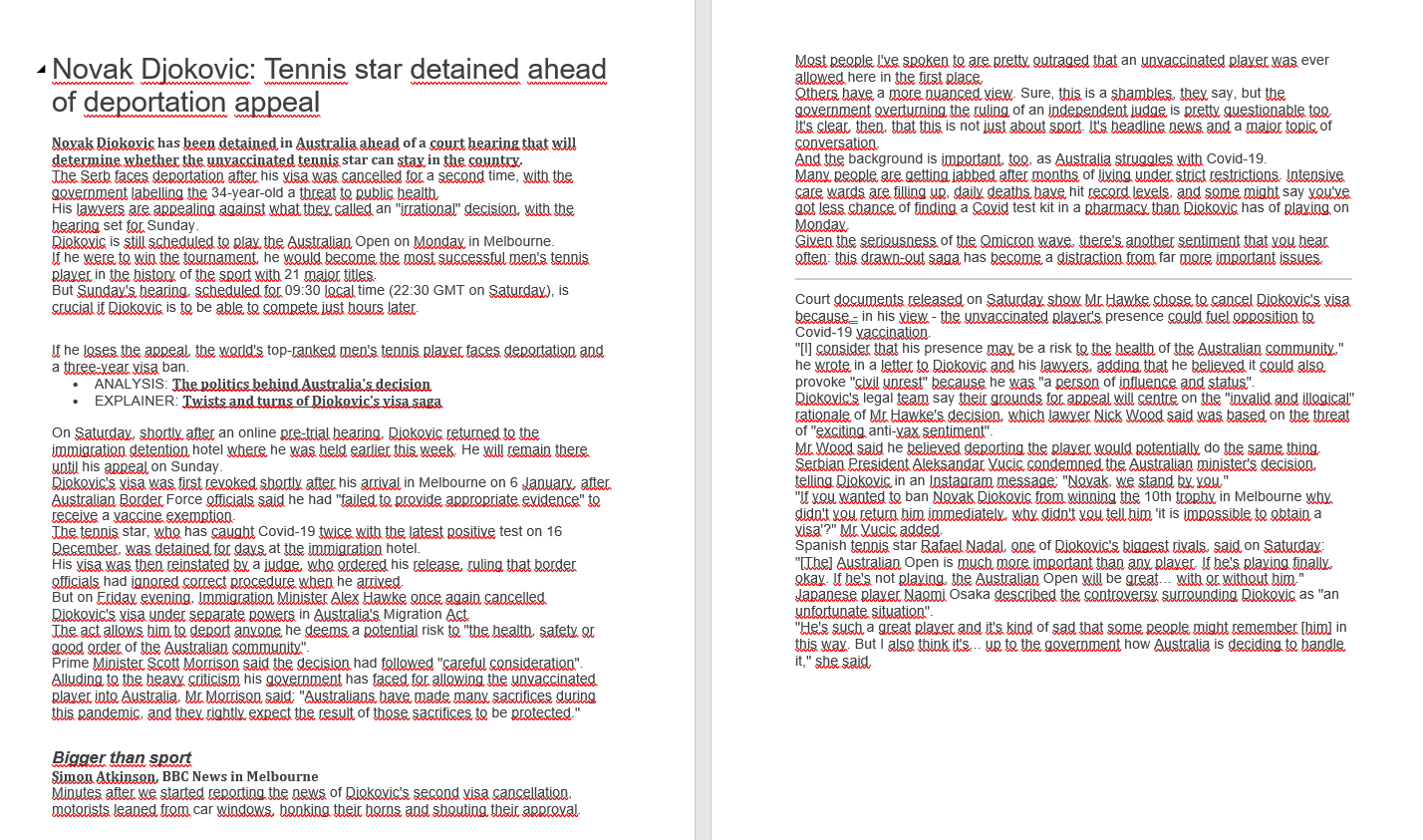 Please write a reflection on the story below.