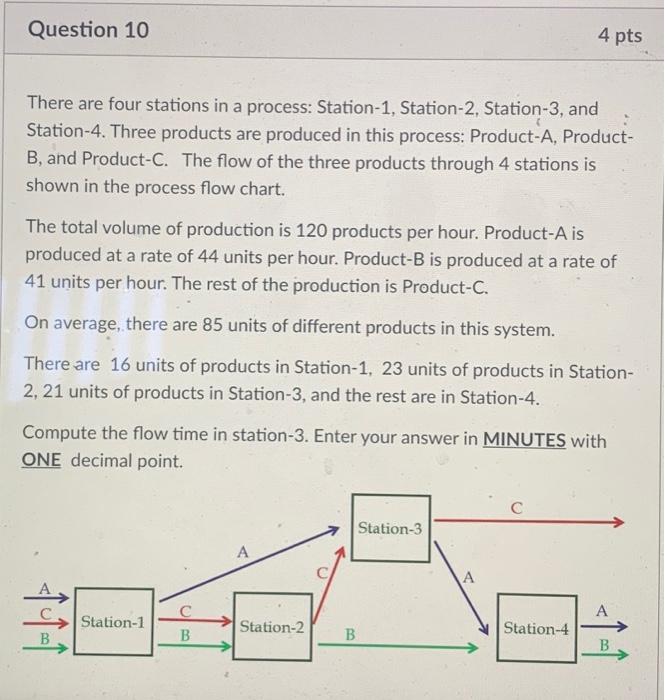 Question 10 4 pts There are four stations in a