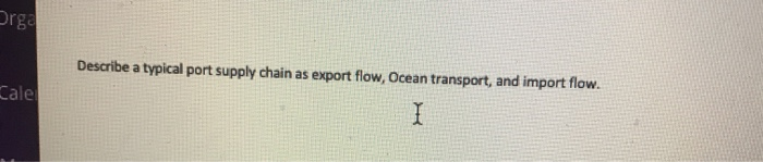 Orga Describe a typical port supply chain as