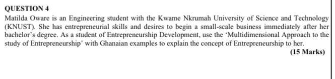QUESTION 4 Matilda Oware is an Engineering