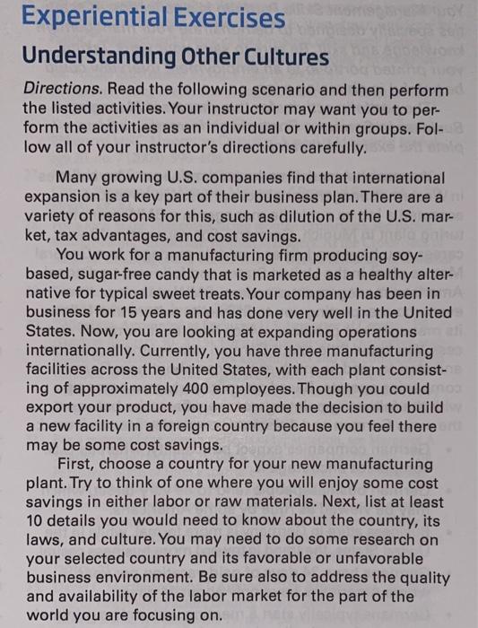 Experiential Exercises Understanding Other