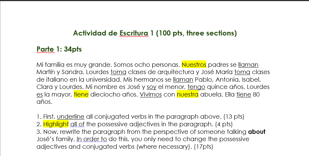 Actividad de Escritura 1 (100 pts, three